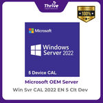 Load image into Gallery viewer, Microsoft Windows Server CAL 2022 EN 5 Client Device