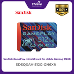 Load image into Gallery viewer, SanDisk GamePlay microSD card for Mobile Gaming, microSDXC, SQXAV 512GB, V30, U3, C10, A2, UHS-I, 190MB/s R, 130MB/s W, 4x6, Lifetime Limited