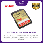 Load image into Gallery viewer, SanDisk Extreme SDXC, SDXVA 128GB, V30, U3, C10, UHS-I, 180MB/s R, 90MB/s W, 4x6, Lifetime Limited