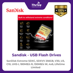 Load image into Gallery viewer, SanDisk Extreme SDXC, SDXVV 256GB, V30, U3, C10, UHS-I, 180MB/s R, 130MB/s W, 4x6, Lifetime Limited