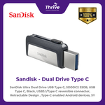 Load image into Gallery viewer, SanDisk Ultra Dual Drive USB Type C, SDDDC2 32GB, USB Type C, Black, USB3.1/Type C reversible connector, Retractable Design , Type-C enabled Android devices, 5Y