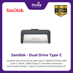 Load image into Gallery viewer, SanDisk Ultra Dual Drive USB Type C, SDDDC2 64GB, USB Type C, Black, USB3.1/Type C reversible connector, Retractable Design , Type-C enabled Android devices, 5Y