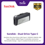 Load image into Gallery viewer, SanDisk Ultra Dual Drive USB Type C, SDDDC2 256GB, USB Type C, Black, USB3.1/Type C reversible connector, Retractable Design , Type-C enabled Android devices, 5Y