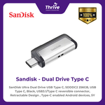 Load image into Gallery viewer, SanDisk Ultra Dual Drive USB Type C, SDDDC2 256GB, USB Type C, Black, USB3.1/Type C reversible connector, Retractable Design , Type-C enabled Android devices, 5Y