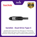 Load image into Gallery viewer, SanDisk Ultra® Dual Drive Go USB Type-C™ Flash Drive, SDDDC3 32GB, USB Type C, Black, USB3.1/Type C reversible connector, Swivel Design, Type-C enabled Android devices, 5Y