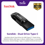 Load image into Gallery viewer, SanDisk Ultra® Dual Drive Go USB Type-C™ Flash Drive, SDDDC3 32GB, USB Type C, Black, USB3.1/Type C reversible connector, Swivel Design, Type-C enabled Android devices, 5Y