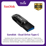 Load image into Gallery viewer, SanDisk Ultra® Dual Drive Go USB Type-C™ Flash Drive, SDDDC3 128GB, USB Type C, Black, USB3.1/Type C reversible connector, Swivel Design, Type-C enabled Android devices, 5Y