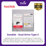 Load image into Gallery viewer, SanDisk Ultra® Dual Drive Go USB Type-C™ Flash Drive, SDDDC3 256GB, USB Type C, Black, USB3.1/Type C reversible connector, Swivel Design, Type-C enabled Android devices, 5Y