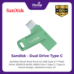 Load image into Gallery viewer, SanDisk Ultra® Dual Drive Go USB Type-C™ Flash Drive, SDDDC3 64GB, USB3.2 Gen 1 Type C / Type A, Swivel Design, Absinthe Green, 5Y