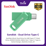 Load image into Gallery viewer, SanDisk Ultra® Dual Drive Go USB Type-C™ Flash Drive, SDDDC3 64GB, USB3.2 Gen 1 Type C / Type A, Swivel Design, Absinthe Green, 5Y