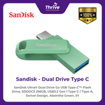 Load image into Gallery viewer, SanDisk Ultra® Dual Drive Go USB Type-C™ Flash Drive, SDDDC3 256GB, USB3.2 Gen 1 Type C / Type A, Swivel Design, Absinthe Green, 5Y