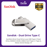 Load image into Gallery viewer, SanDisk Ultra® Dual Drive Luxe USB Type-C Flash Drive, SDDDC4 64GB, USB3.2 Gen1 Type C / Type A, Metal, Swivel Design, 5Y