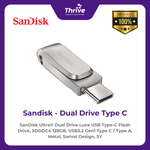 Load image into Gallery viewer, SanDisk Ultra® Dual Drive Luxe USB Type-C Flash Drive, SDDDC4 128GB, USB3.2 Gen1 Type C / Type A, Metal, Swivel Design, 5Y