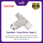 Load image into Gallery viewer, SanDisk Ultra® Dual Drive Luxe USB Type-C Flash Drive, SDDDC4 128GB, USB3.2 Gen1 Type C / Type A, Metal, Swivel Design, 5Y