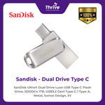 Load image into Gallery viewer, SanDisk Ultra® Dual Drive Luxe USB Type-C Flash Drive, SDDDC4 1TB, USB3.2 Gen1 Type C / Type A, Metal, Swivel Design, 5Y