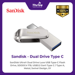Load image into Gallery viewer, SanDisk Ultra® Dual Drive Luxe USB Type-C Flash Drive, SDDDC4 1TB, USB3.2 Gen1 Type C / Type A, Metal, Swivel Design, 5Y