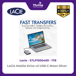 Load image into Gallery viewer, LaCie Mobile Drive v2 USB-C Moon Silver 1TB STLP1000400