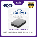 Load image into Gallery viewer, LaCie Mobile Drive v2 USB-C Moon Silver 5TB STLP5000400