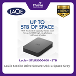 Load image into Gallery viewer, LaCie Mobile Drive Secure USB-C Space Grey 5TB STLR5000400