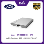 Load image into Gallery viewer, LaCie Portable SSD v2 USB-C ("Bolt") 2TB STKS2000400