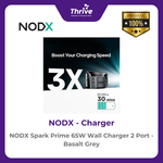 Load image into Gallery viewer, NODX Spark Prime 65W Wall Charger 2 Port - Basalt Grey - C65012