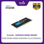 Load image into Gallery viewer, Crucial by Micron SODIMM SERIES 8GB DDR5-5200 SODIMM CL42 (16Gbit) PC5-41600 5200 Mhz - CT8G52C42S5 Limited Lifetime