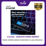 Load image into Gallery viewer, Crucial by Micron SODIMM SERIES 16GB DDR5-5600 SODIMM CL46 (16Gbit) PC5-44800 5600 Mhz - CT16G56C46S5 Limited Lifetime