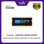 Load image into Gallery viewer, Crucial by Micron SODDIM SERIES 48GB DDR5-5600 SODIMM CL46 (16Gbit) PC5-44800 5600 Mhz - CT48G56C46S5 Limited Lifetime