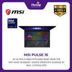 Load image into Gallery viewer, MSI PULSE 16 AI ULTRA 9 185H RTX4060 8GB/ 16GB 1TB W11+OHS 16.0QHD+ 240HZ 100DCIP3 24ZRGB 2Y BLK -C1VFKG.070