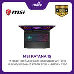 Load image into Gallery viewer, MSI KATANA 15 I7 13620H RTX4050 6GB/ 16GB 512GB W11+OHS 15.6FHD IPS 144HZ 4ZRGB 2Y BLK -B13VEK.2200