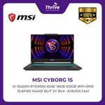 Load image into Gallery viewer, MSI CYBORG 15 I5 13420H RTX3050 6GB/ 16GB 512GB W11+OHS 15.6FHD 144HZ BLIT 2Y BLK -A13UDX.1441