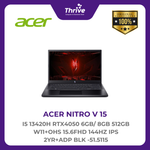 Load image into Gallery viewer, ACER NITRO V 15 I5 13420H RTX4050 6GB/ 8GB 512GB W11+OHS 15.6FHD 144HZ IPS 2YR+ADP BLK -51.5115