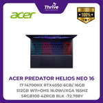 Load image into Gallery viewer, ACER PREDATOR HELIOS NEO 16 I7 14700HX RTX4050 6GB/ 16GB 512GB W11+OHS 16.0WUXGA 165HZ SRGB100 4ZRGB BLK -72.788Y