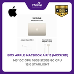 Load image into Gallery viewer, IBOX APPLE MACBOOK AIR 13 M3 10C GPU 16GB 512GB 8C CPU 13.0 STARLIGHT -MXCU3ID