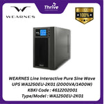 Load image into Gallery viewer, "WEARNES Line Interactive Pure Sine Wave UPS WA1250EU-2K01 (2000VA/1400W) KBKI Code : 4612202001 Type/Model : WA1250EU-2K01"