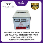 Load image into Gallery viewer, "WEARNES Line Interactive Pure Sine Wave UPS WA1250EU-2K01 (2000VA/1400W) KBKI Code : 4612202001 Type/Model : WA1250EU-2K01"