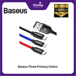 Load image into Gallery viewer, Baseus Three Primary Colors 3-in-1 Cable USB-A to M+L+T 3.5A 30cm