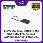 Load image into Gallery viewer, KLEVV SSD CRAS C910 2TB M.2 2280 NVMe PCle Gen4 x4 - K02TBM2SP0-C91 - R5200MB/s W4800MB/s