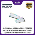 Load image into Gallery viewer, KLEVV CRAS XR5 RGB DDR5 PC64000 8000MHz 32GB (2X16GB) White Heat-Spreader - KD5AGUA80-80R380S