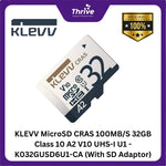 Load image into Gallery viewer, KLEVV MicroSD CRAS 100MB/S 32GB Class 10 A2 V10 UHS-I U1 - K032GUSD6U1-CA (With SD Adaptor)