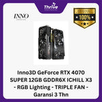 Load image into Gallery viewer, Inno3D GeForce RTX 4070 SUPER 12GB GDDR6X ICHILL X3 - RGB Lighting - TRIPLE FAN - Garansi 3 Thn