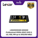 Load image into Gallery viewer, LSD2000032G-BNNNG Professional 2000x SDXC UHS-II, U3, V90, RW up to 300/260 MB/s.
