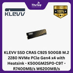 Load image into Gallery viewer, KLEVV SSD CRAS C925 500GB M.2 2280 NVMe PCle Gen4 x4 with Heatsink - K500GM2SP0-C9T - R7400MB/s W6200MB/s