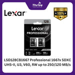 Load image into Gallery viewer, LSD128CB1667 Professional 1667x SDXC UHS-II, U3, V60, RW up to 250/120 MB/s
