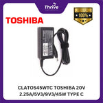 Load image into Gallery viewer, CLATOS45WTC TOSHIBA 20V 2.25A/5V3/9V3/45W TYPE C