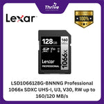 Load image into Gallery viewer, LSD1066128G-BNNNG Professional 1066x SDXC UHS-I, U3, V30, RW up to 160/120 MB/s.