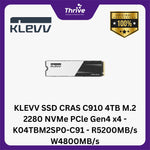 Load image into Gallery viewer, KLEVV SSD CRAS C910 4TB M.2 2280 NVMe PCle Gen4 x4 - K04TBM2SP0-C91 - R5200MB/s W4800MB/s