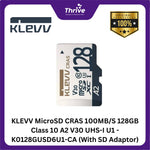 Load image into Gallery viewer, KLEVV MicroSD CRAS 100MB/S 128GB Class 10 A2 V30 UHS-I U1 - K0128GUSD6U1-CA (With SD Adaptor)