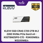 Load image into Gallery viewer, KLEVV SSD CRAS C720 2TB M.2 2280 NVMe PCle Gen3 x4 - K02TBM2SP0-C72 - R3400MB/s W3100MB/s