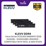 Load image into Gallery viewer, KLEVV DDR4 Value Series PC21300 2666MHZ 32GB (2x16GB) - KD4AGU880-26N190D - COMPATIBLE WITH INTEL & AMD RYZEN